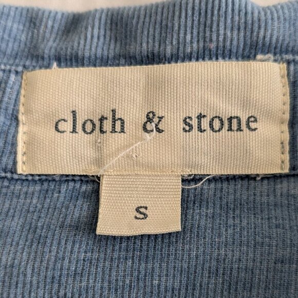 Cloth & Stone Top Women's Small Ombre Blue Corduroy Button-up Raw Hem Roll Tabs - Picture 5 of 16